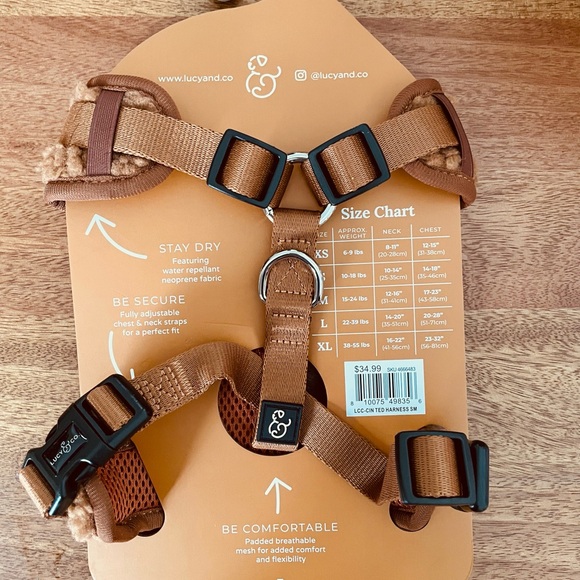 Lucy & Co. The Cinnamon Teddy Fleece No-pull Dog Harness, small - Picture 2 of 2